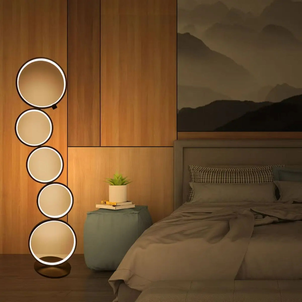 Lampadaire LED Moderne Arisha – Luminaire à Multiples Anneaux
