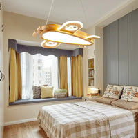 Suspension Avion en Bois LED - Luminaire Chambre d'Enfant