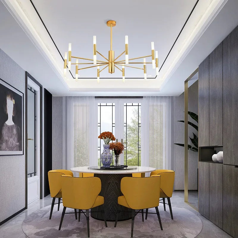 Suspension LED cylindrique moderne en or - Kristy