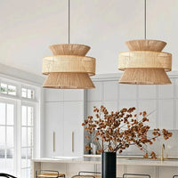 Suspension Ophelia en Rotin – Luminaire Naturel Stratifié