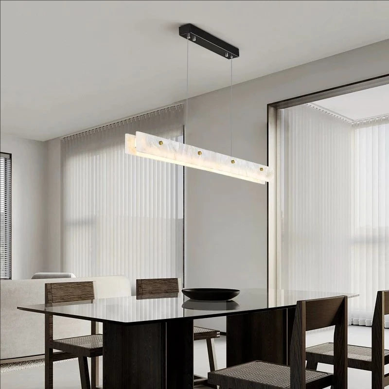 Suspension LED Linéaire Moderne – Luminaire de Cuisine en Albâtre