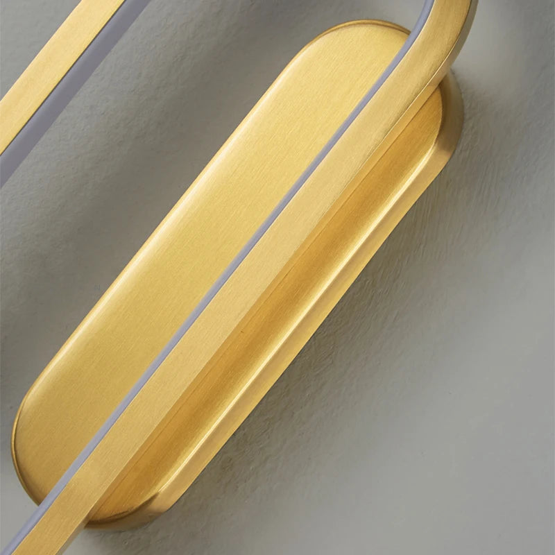 Applique Murale Verticale Anneau Ovale Doré - Luminaire Minimaliste Salon