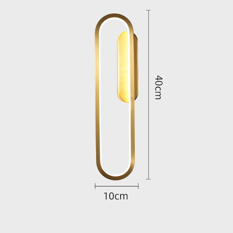 Applique Murale Verticale Anneau Ovale Doré - Luminaire Minimaliste Salon