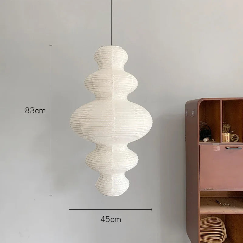 Lampe suspendue Ritta - Japonaise en papier sculptural à brancher