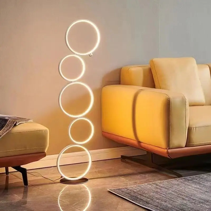 Lampadaire LED Moderne Arisha – Luminaire à Multiples Anneaux
