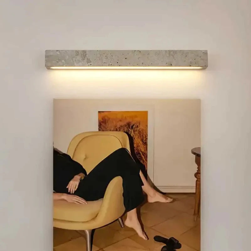 Applique En Travertin Linéaire Moderne Ardora - Luminaire LED De Chambre