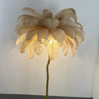 Lampadaire LED O'Moore En Plumes D'Autruche - Luminaire Pour Salon