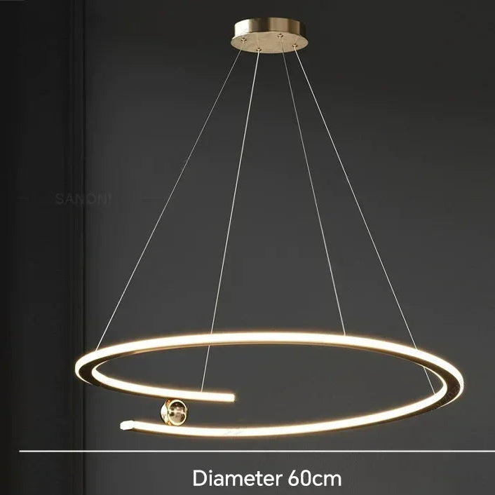 Suspension LED Ondulée Contemporaine - Design Anneau Sculptural