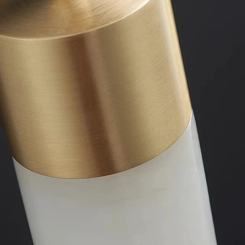 Suspension Cylindrique en Albâtre / Marbre - Éclairage Chic Îlot Cuisine