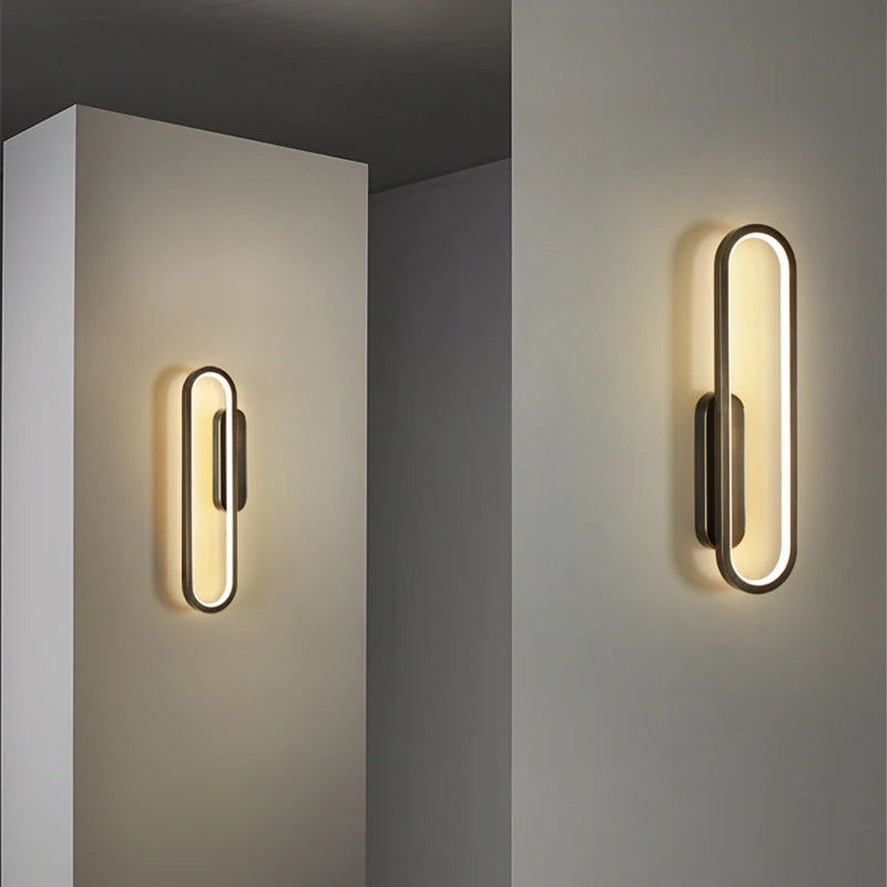 Applique Murale Verticale Anneau Ovale Doré - Luminaire Minimaliste Salon