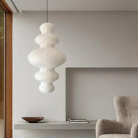Lampe suspendue Ritta - Japonaise en papier sculptural à brancher