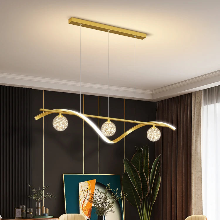Suspension Arisha – Luminaire en Métal et Verre avec Boules Lumineuses