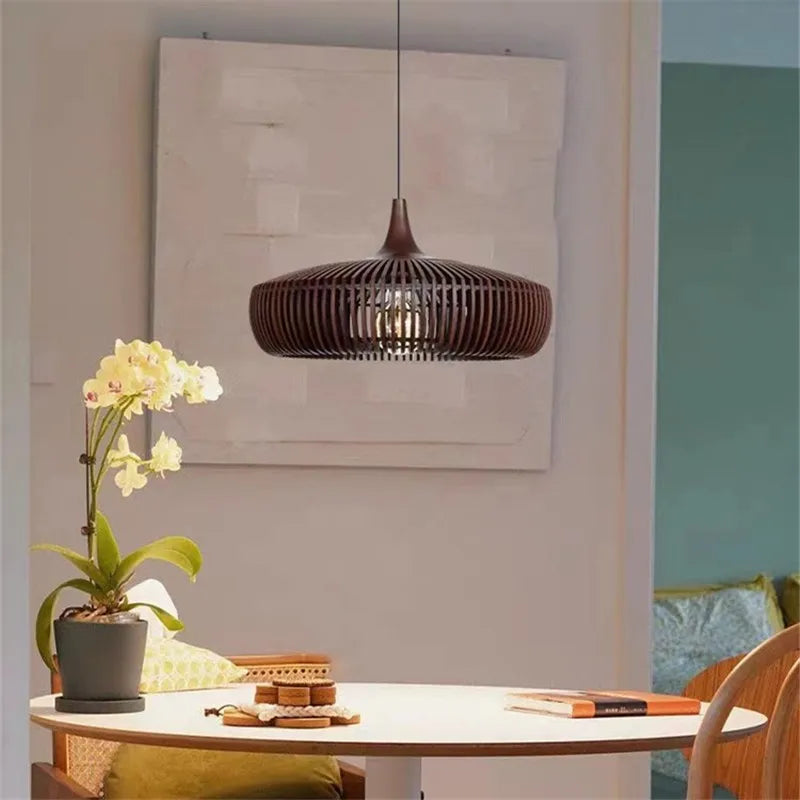 Plafonnier Suspendu Forme Galet Bois - Déco Japandi & Salon