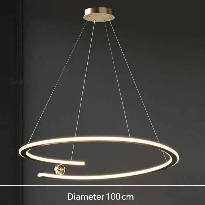 Suspension LED Ondulée Contemporaine - Design Anneau Sculptural