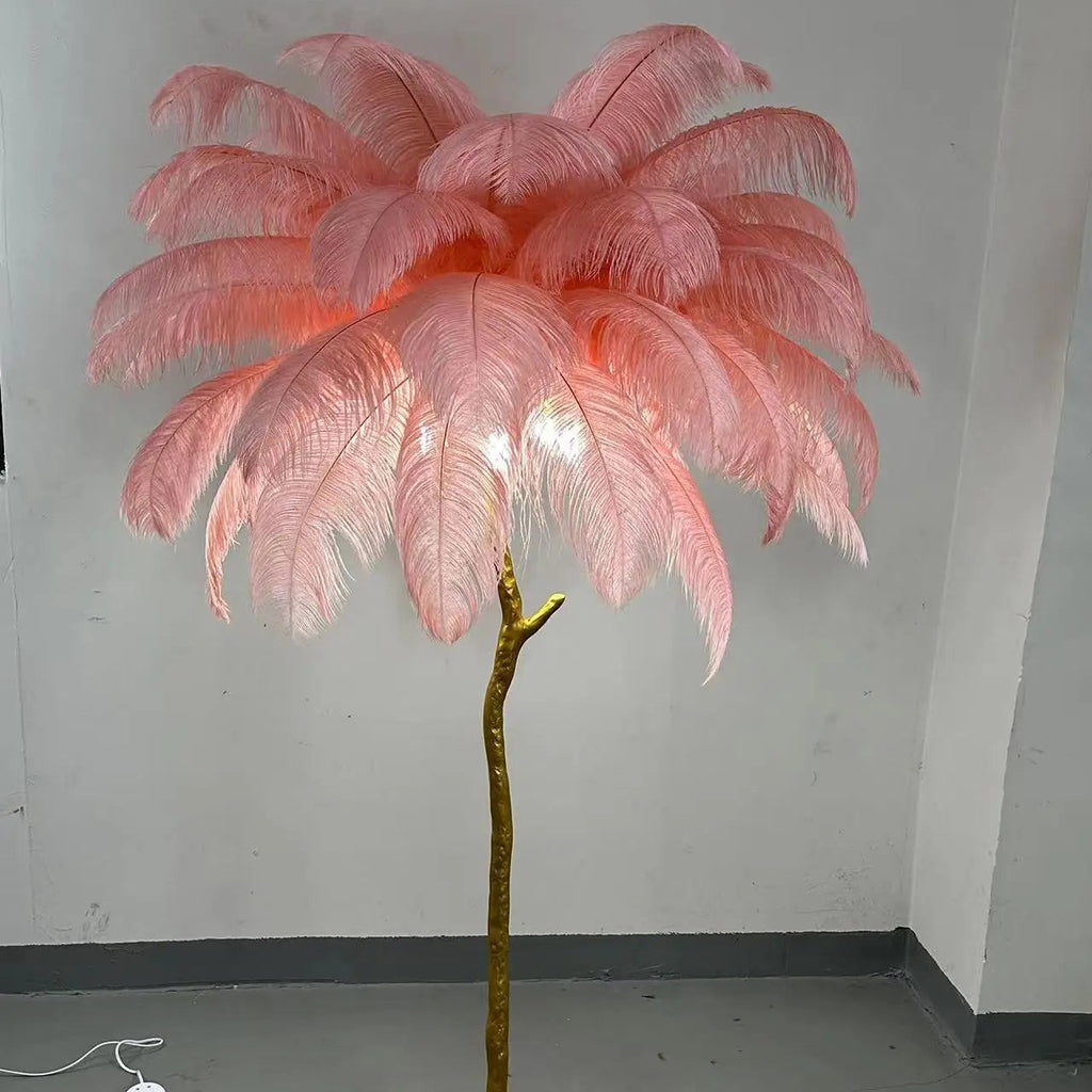 Lampadaire LED O'Moore En Plumes D'Autruche - Luminaire Pour Salon