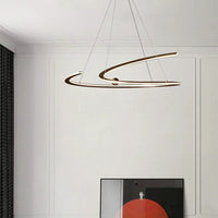 Suspension LED Ondulée Contemporaine - Design Anneau Sculptural
