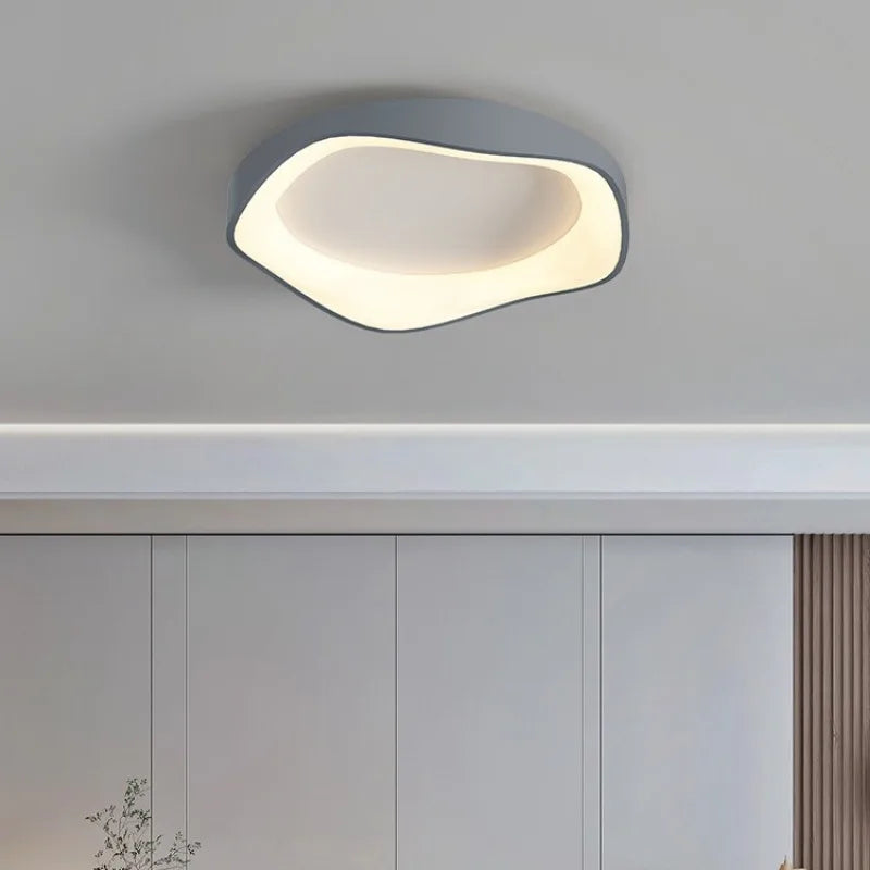Plafonnier Organique Effet Galet Évidé Blanc Mat - Luminaire Minimaliste