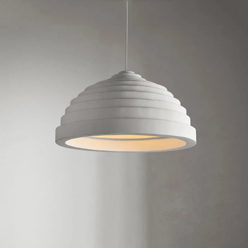 Suspension minimaliste en résine blanche ondulée - Luminaire moderne