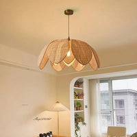 Suspension Fleur de Lotus en Rotin Naturel - Luminaire Minimaliste