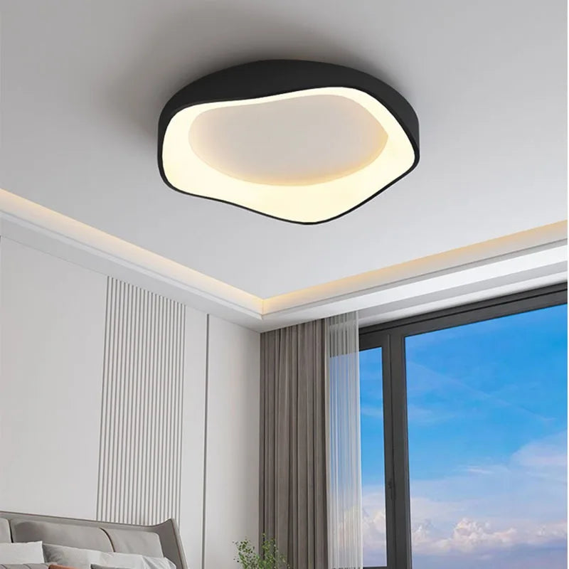 Plafonnier Organique Effet Galet Évidé Blanc Mat - Luminaire Minimaliste