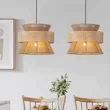 Suspension Ophelia en Rotin – Luminaire Naturel Stratifié