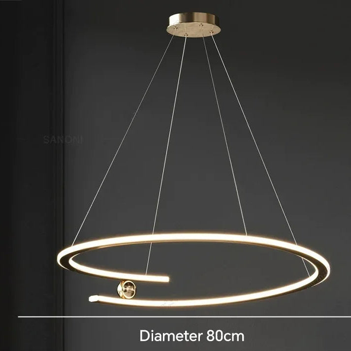 Suspension LED Ondulée Contemporaine - Design Anneau Sculptural