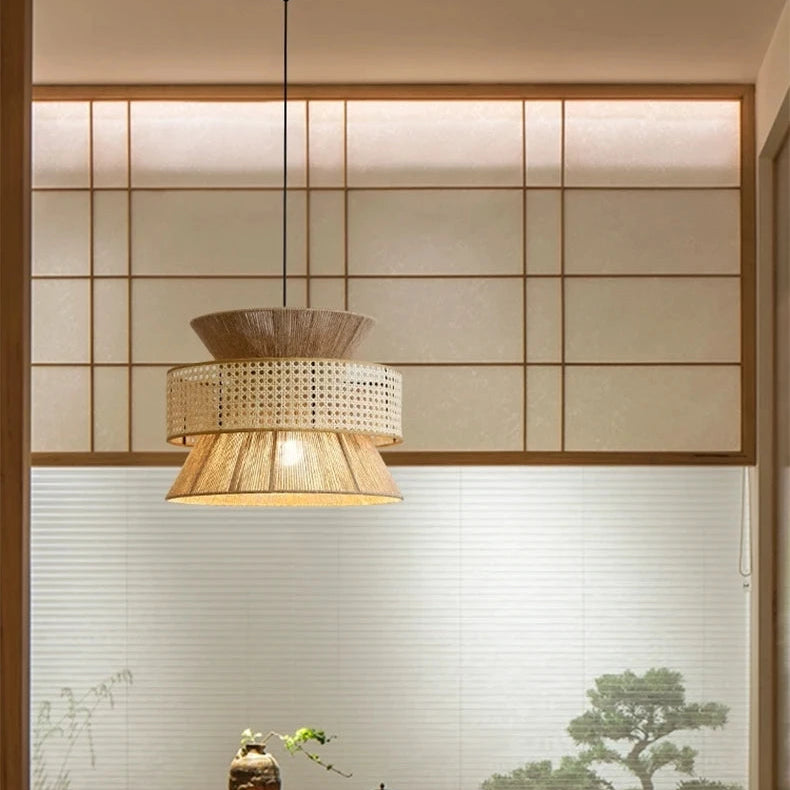 Suspension Ophelia en Rotin – Luminaire Naturel Stratifié