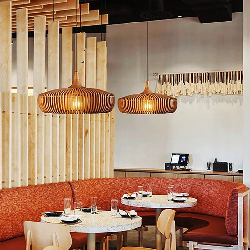 Plafonnier Suspendu Forme Galet Bois - Déco Japandi & Salon