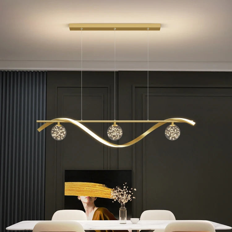 Suspension Arisha – Luminaire en Métal et Verre avec Boules Lumineuses