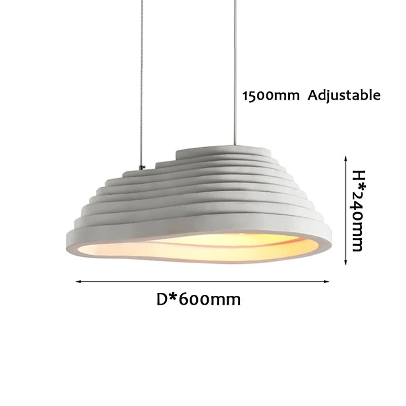 Suspension minimaliste en résine blanche ondulée - Luminaire moderne