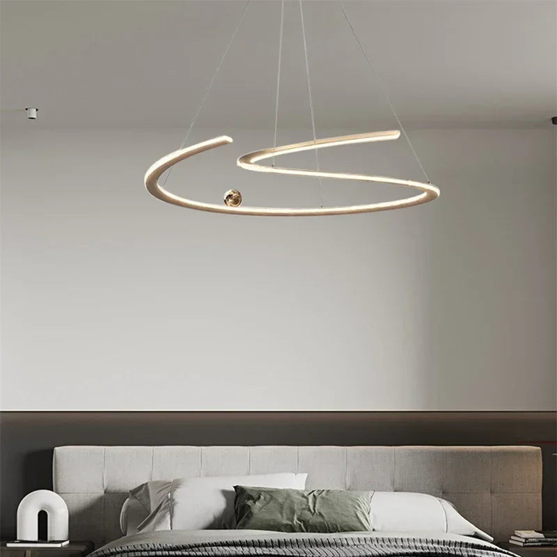 Suspension LED Ondulée Contemporaine - Design Anneau Sculptural