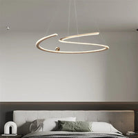 Suspension LED Ondulée Contemporaine - Design Anneau Sculptural