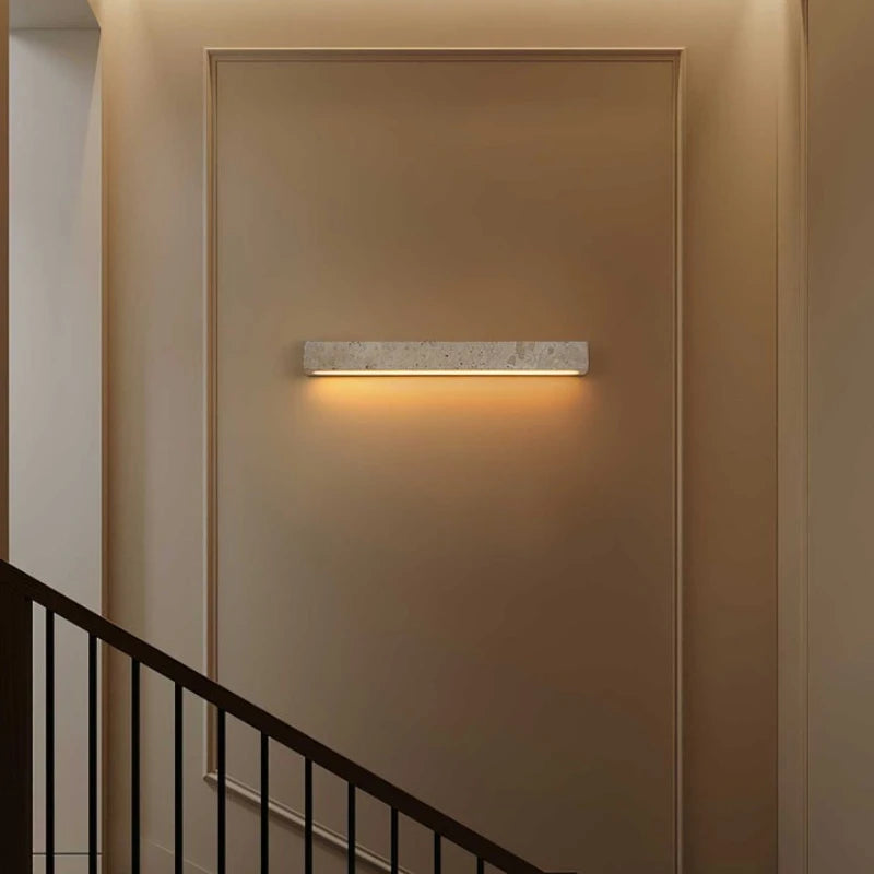 Applique En Travertin Linéaire Moderne Ardora - Luminaire LED De Chambre