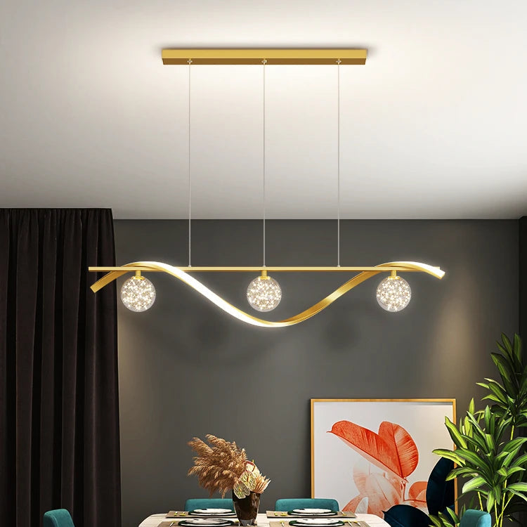 Suspension Arisha – Luminaire en Métal et Verre avec Boules Lumineuses