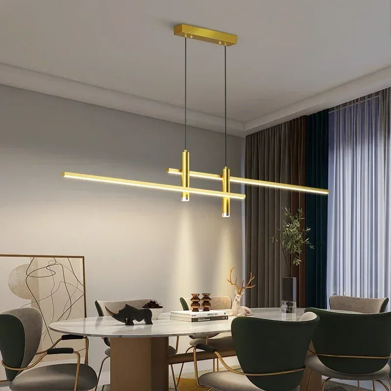 Lustre en suspension LED linéaire moderne en métal - Arisha