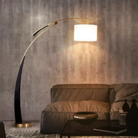 Lampadaire moderne en tissu Matterhorn – Luminaire élégant beige pour salon