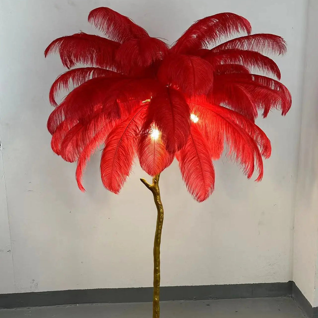 Lampadaire LED O'Moore En Plumes D'Autruche - Luminaire Pour Salon