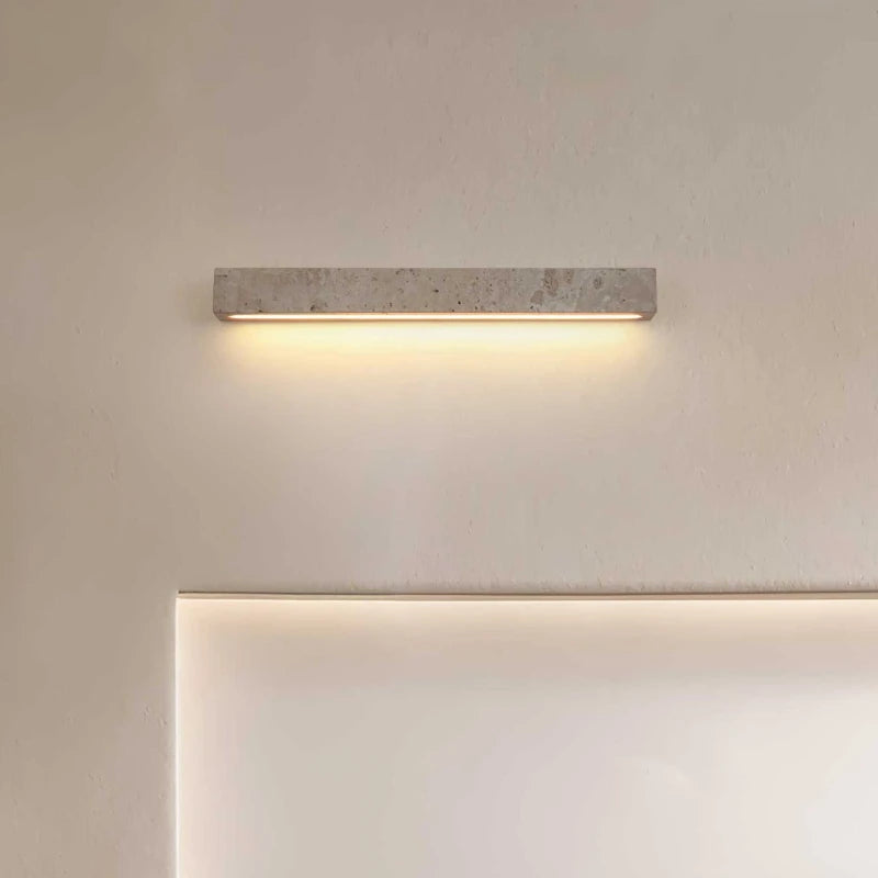 Applique En Travertin Linéaire Moderne Ardora - Luminaire LED De Chambre