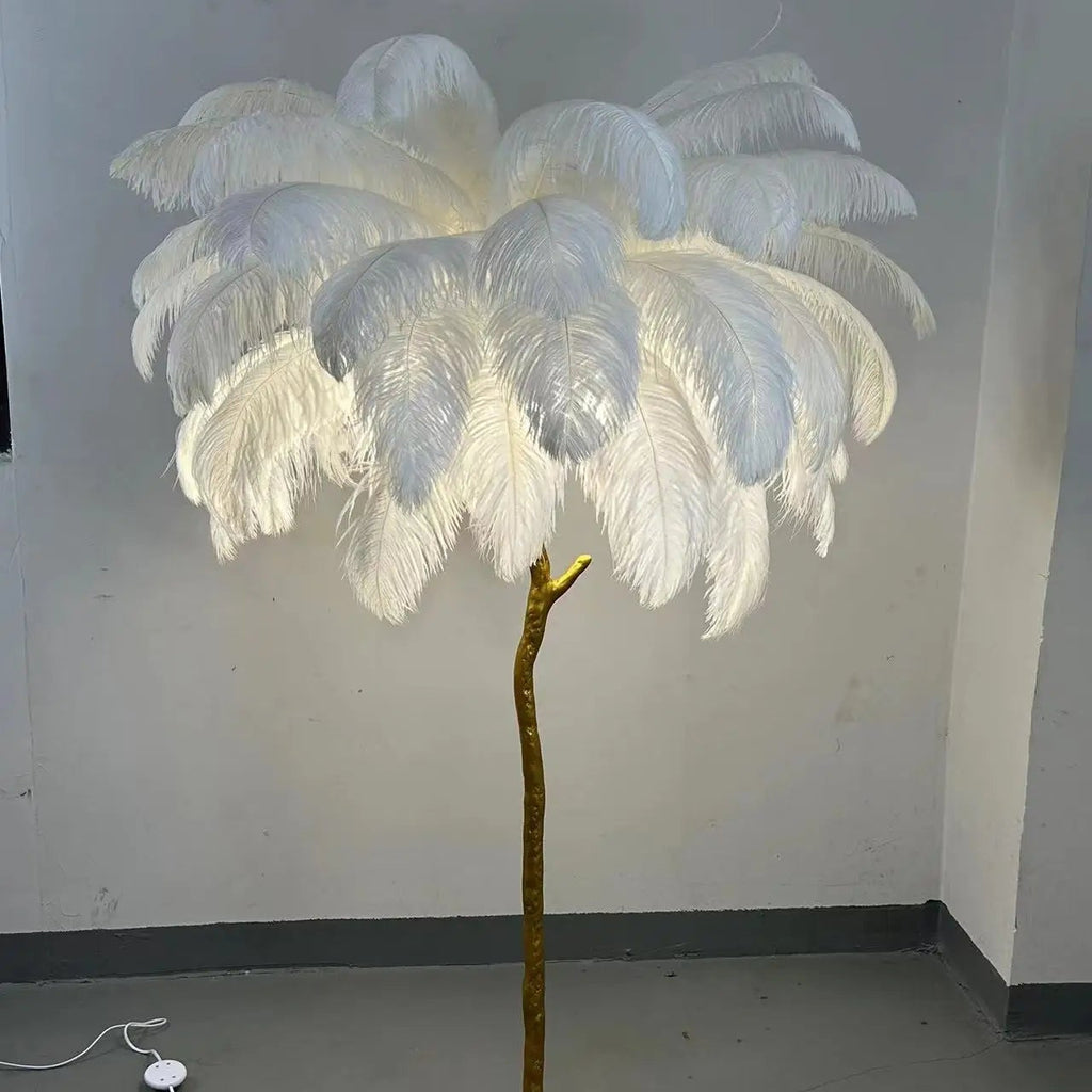 Lampadaire LED O'Moore En Plumes D'Autruche - Luminaire Pour Salon