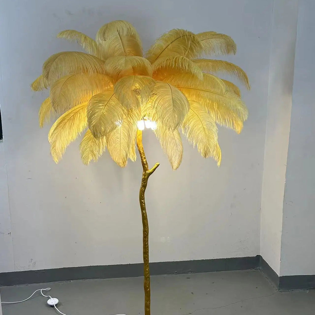 Lampadaire LED O'Moore En Plumes D'Autruche - Luminaire Pour Salon