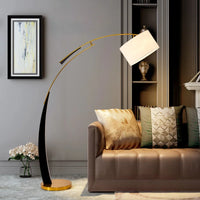 Lampadaire moderne en tissu Matterhorn – Luminaire élégant beige pour salon