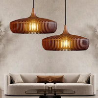 Plafonnier Suspendu Forme Galet Bois - Déco Japandi & Salon