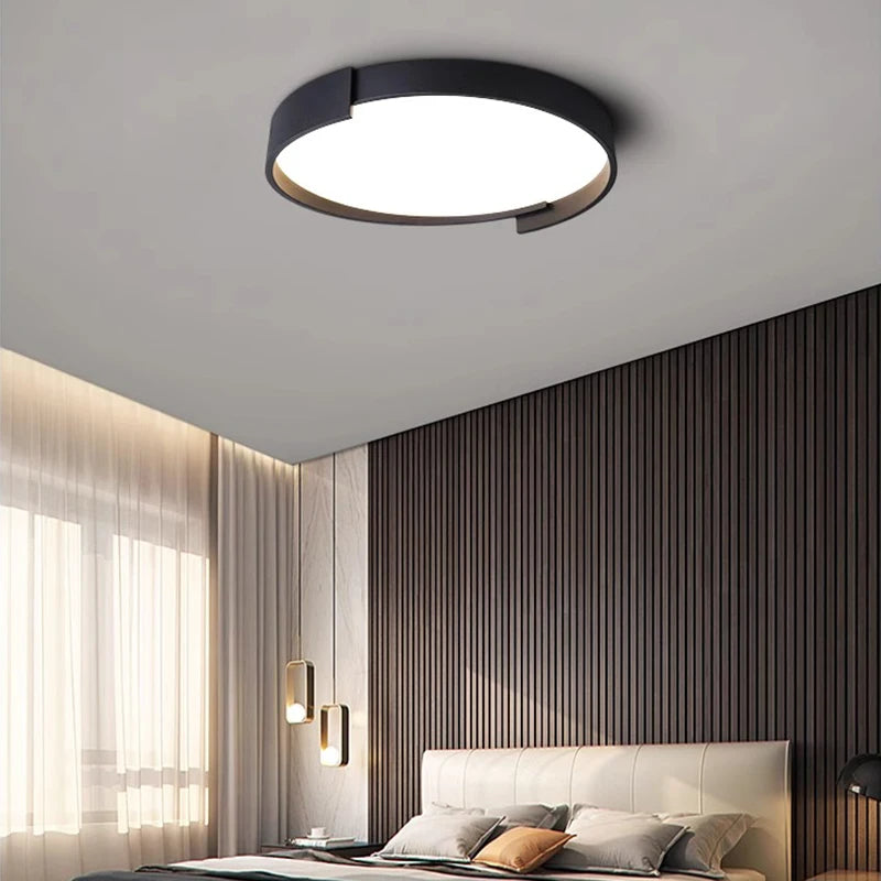 Plafonnier Rond Ruban Métal Asymétrique - Design Contemporain Minimaliste