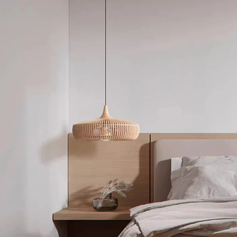 Plafonnier Suspendu Forme Galet Bois - Déco Japandi & Salon