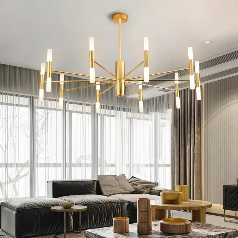Suspension LED cylindrique moderne en or - Kristy