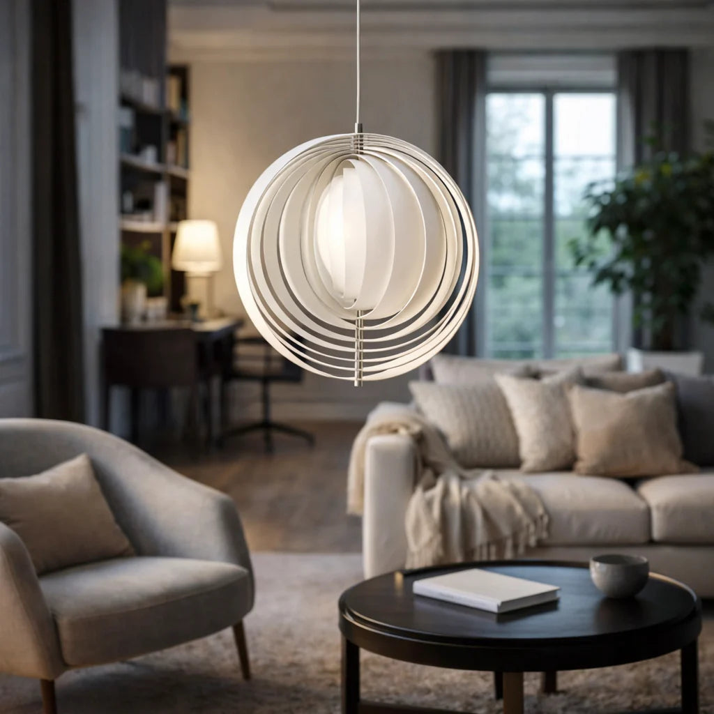 Luminaire Suspendu Anneaux Blanc