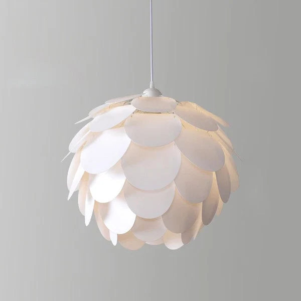 Suspension Boule en Placage Bois Écailles – Luminaire Scandinave