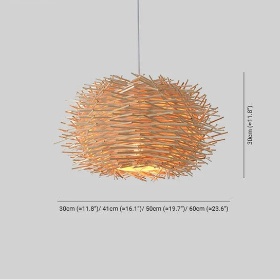 Suspension Japonaise en bois - Motif Nid d'oiseau