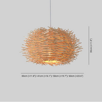 Suspension Japonaise en bois - Motif Nid d'oiseau