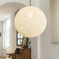 Suspension Sphère Cocon en Chanvre Tressé – Luminaire Bohème